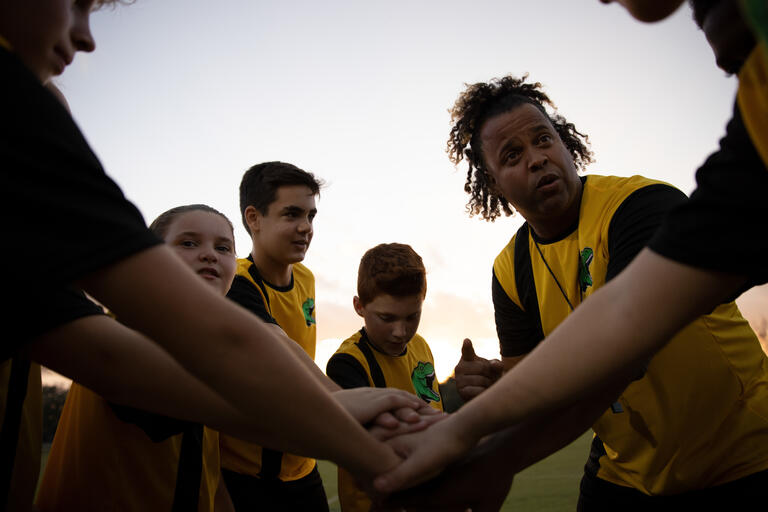 soccer team huddle