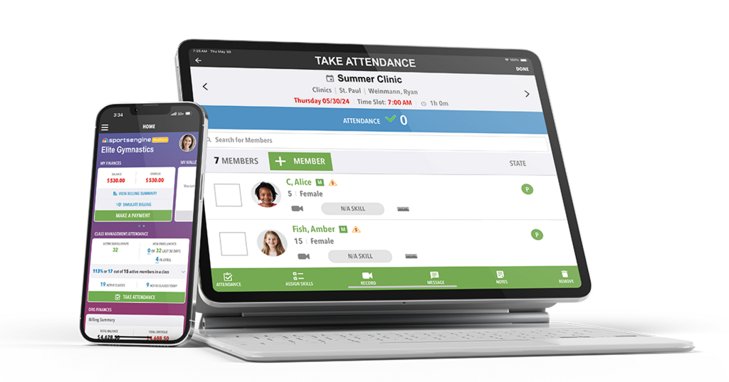 Images of the screens for Class and lesson management